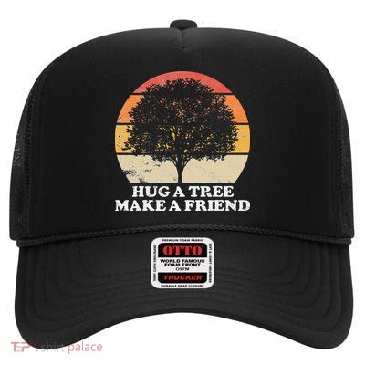 Tree Hugger Retro Environmental Nature Lover Earth High Crown Mesh Back Trucker Hat