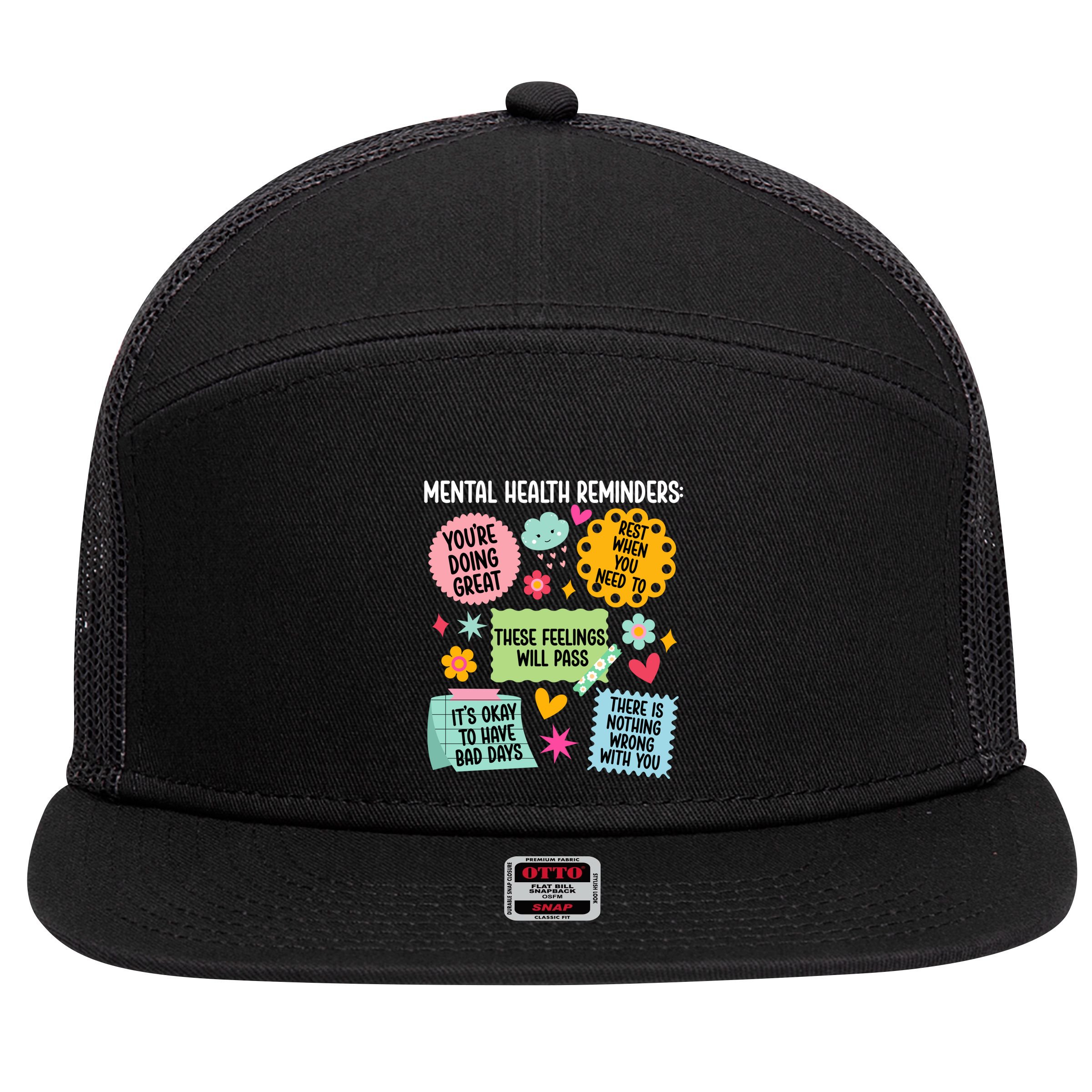 Tal Health Reminders Tal Health Awareness Month Gift 7 Panel Mesh Trucker Snapback Hat