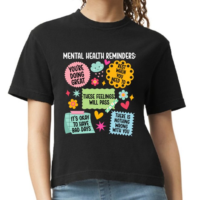 Tal Health Reminders Tal Health Awareness Month Gift Comfort Colors Boxy T-Shirt