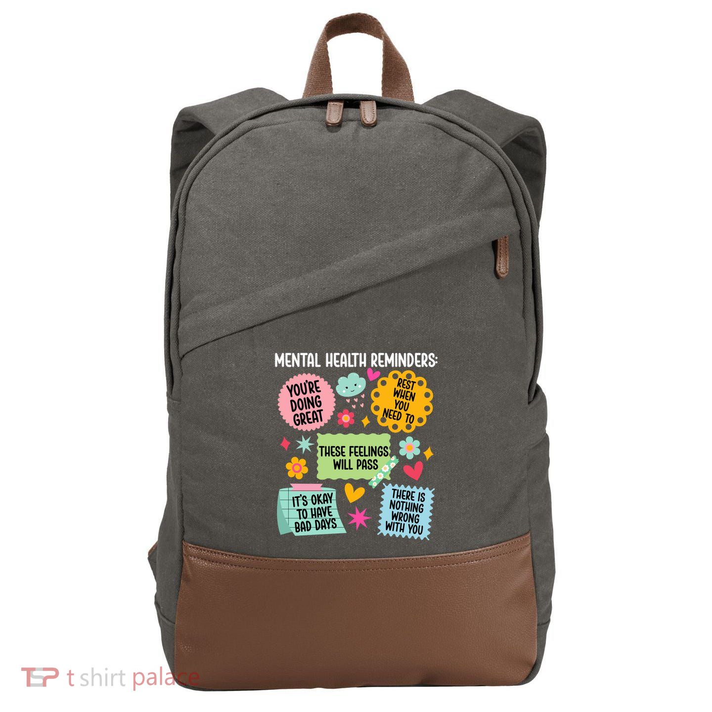 Tal Health Reminders Tal Health Awareness Month Gift Cotton Canvas Backpack