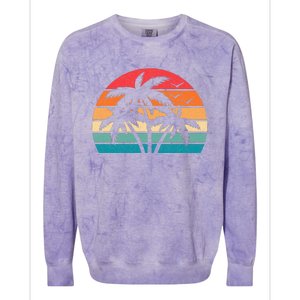 Tropical Hawaiian Retro Palm Tree Sunset Hawaii Beach Colorblast Crewneck Sweatshirt