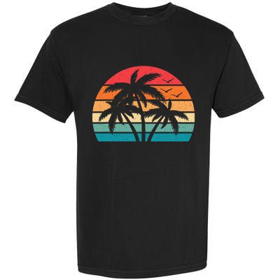 Tropical Hawaiian Retro Palm Tree Sunset Hawaii Beach Garment-Dyed Heavyweight T-Shirt