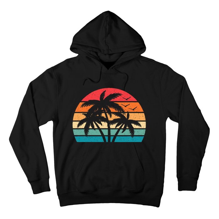 Tropical Hawaiian Retro Palm Tree Sunset Hawaii Beach Hoodie