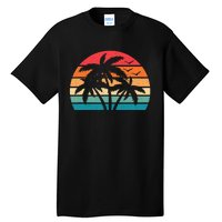 Tropical Hawaiian Retro Palm Tree Sunset Hawaii Beach Tall T-Shirt