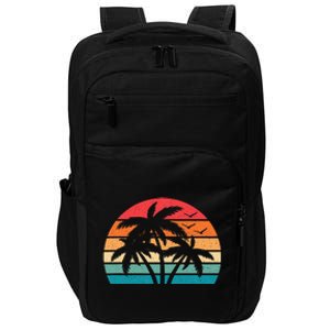 Tropical Hawaiian Retro Palm Tree Sunset Hawaii Beach Impact Tech Backpack