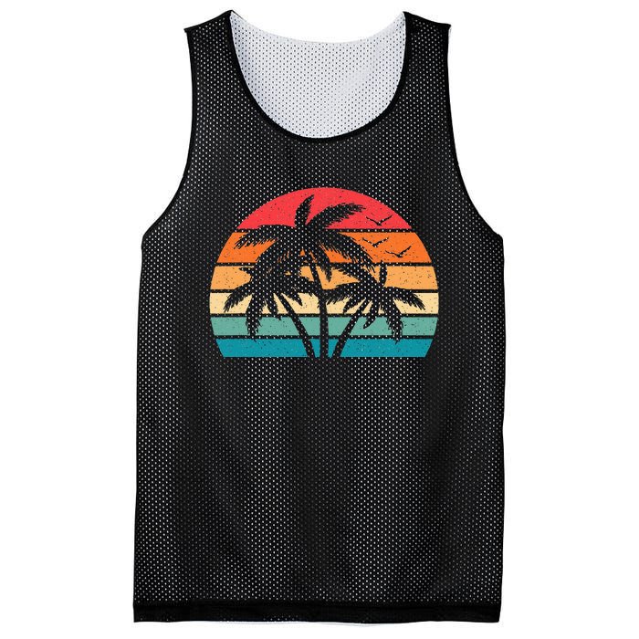 Tropical Hawaiian Retro Palm Tree Sunset Hawaii Beach Mesh Reversible Basketball Jersey Tank