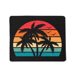 Tropical Hawaiian Retro Palm Tree Sunset Hawaii Beach Mousepad