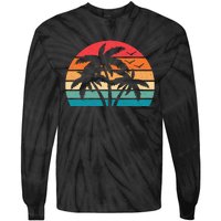 Tropical Hawaiian Retro Palm Tree Sunset Hawaii Beach Tie-Dye Long Sleeve Shirt