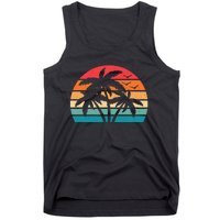 Tropical Hawaiian Retro Palm Tree Sunset Hawaii Beach Tank Top