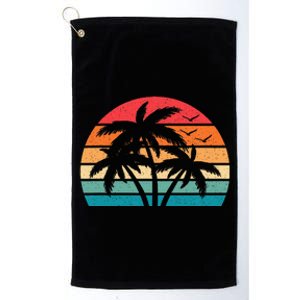 Tropical Hawaiian Retro Palm Tree Sunset Hawaii Beach Platinum Collection Golf Towel