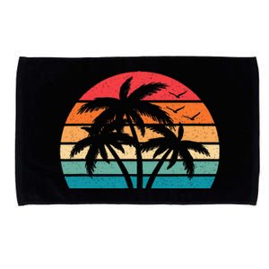 Tropical Hawaiian Retro Palm Tree Sunset Hawaii Beach Microfiber Hand Towel