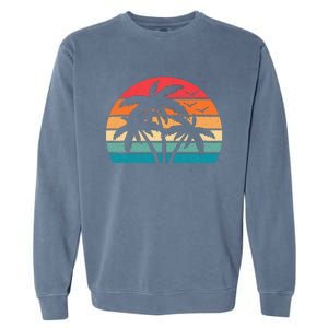 Tropical Hawaiian Retro Palm Tree Sunset Hawaii Beach Garment-Dyed Sweatshirt