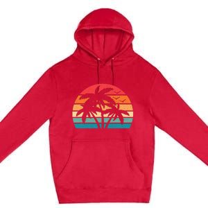 Tropical Hawaiian Retro Palm Tree Sunset Hawaii Beach Premium Pullover Hoodie