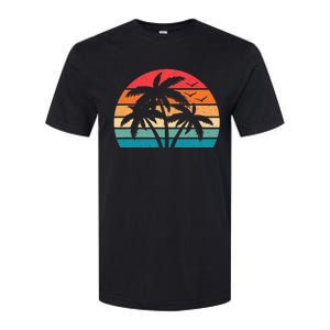 Tropical Hawaiian Retro Palm Tree Sunset Hawaii Beach Softstyle CVC T-Shirt