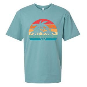 Tropical Hawaiian Retro Palm Tree Sunset Hawaii Beach Sueded Cloud Jersey T-Shirt