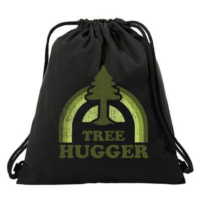 Tree Hugger Retro Environmental Nature Lover Drawstring Bag