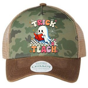 Teacher Halloween Retro Trick Or Teach Floral Ghost Legacy Tie Dye Trucker Hat