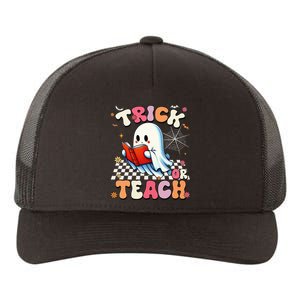 Teacher Halloween Retro Trick Or Teach Floral Ghost Yupoong Adult 5-Panel Trucker Hat