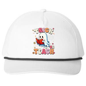 Teacher Halloween Retro Trick Or Teach Floral Ghost Snapback Five-Panel Rope Hat