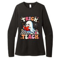 Teacher Halloween Retro Trick Or Teach Floral Ghost Womens CVC Long Sleeve Shirt