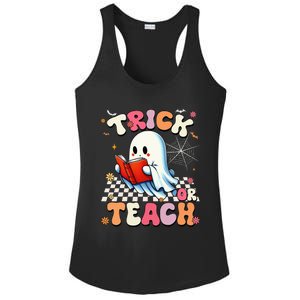 Teacher Halloween Retro Trick Or Teach Floral Ghost Ladies PosiCharge Competitor Racerback Tank