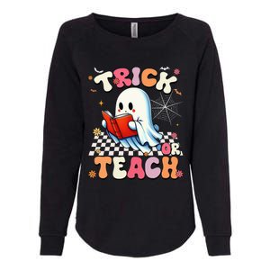 Teacher Halloween Retro Trick Or Teach Floral Ghost Womens California Wash Sweatshirt