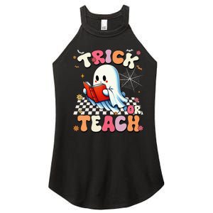 Teacher Halloween Retro Trick Or Teach Floral Ghost Women's Perfect Tri Rocker Tank