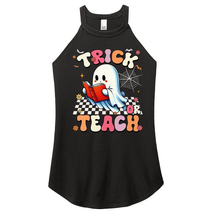 Teacher Halloween Retro Trick Or Teach Floral Ghost Women's Perfect Tri Rocker Tank