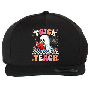 Teacher Halloween Retro Trick Or Teach Floral Ghost Wool Snapback Cap