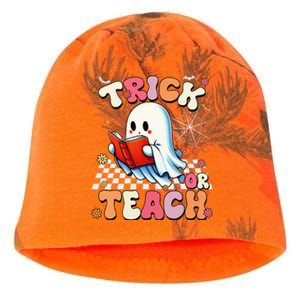 Teacher Halloween Retro Trick Or Teach Floral Ghost Kati - Camo Knit Beanie