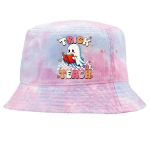 Teacher Halloween Retro Trick Or Teach Floral Ghost Tie-Dyed Bucket Hat