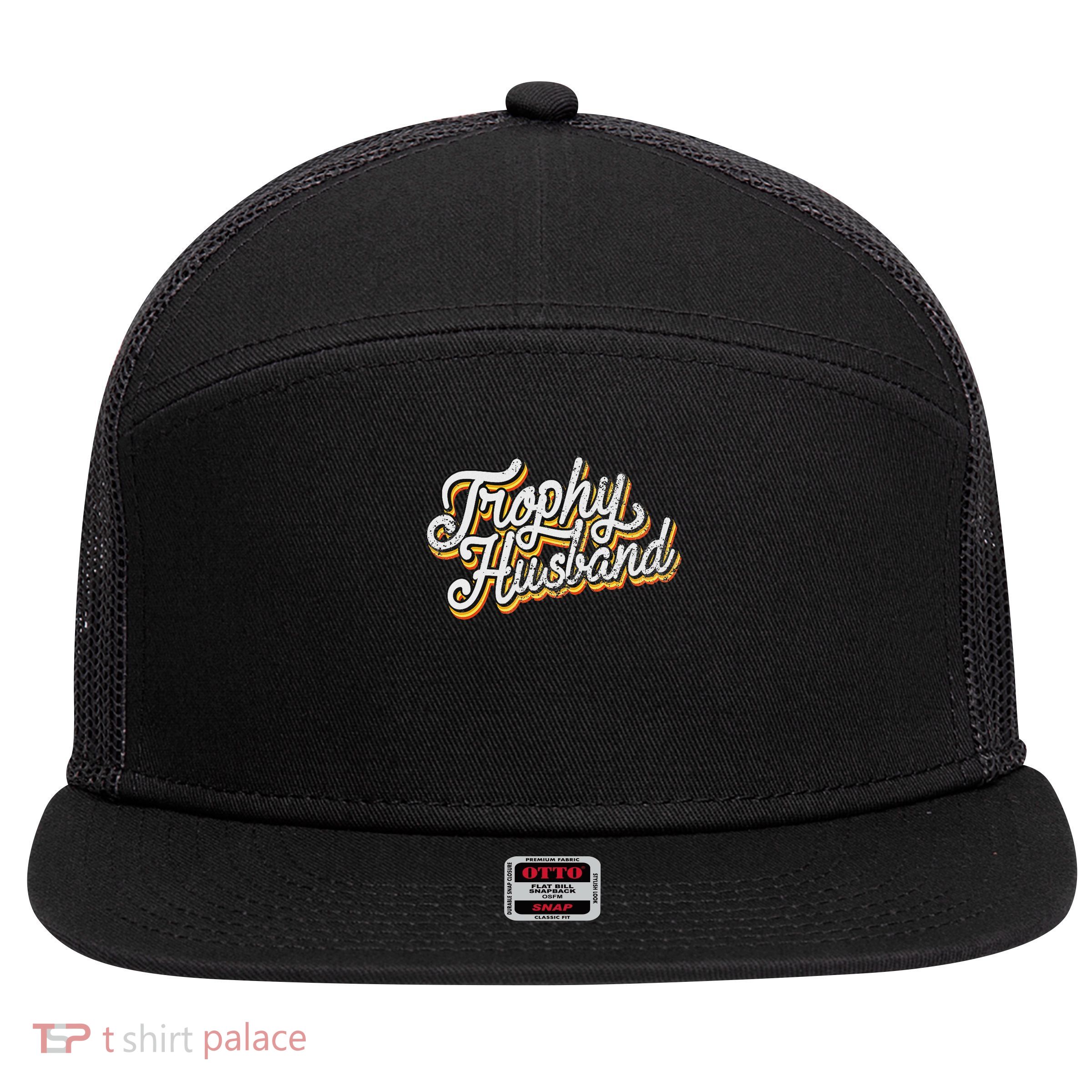 Trophy Husband Retro Distressed Trophy Husband T 7 Panel Mesh Trucker Snapback Hat