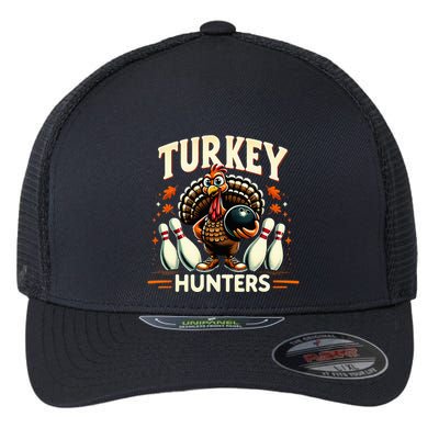 Turkey Hunters Retro Thanksgiving Bowling Lovers Flexfit Unipanel Trucker Cap