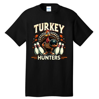 Turkey Hunters Retro Thanksgiving Bowling Lovers Tall T-Shirt