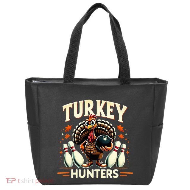 Turkey Hunters Retro Thanksgiving Bowling Lovers Zip Tote Bag