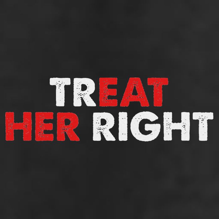 Treat Her Right Funny Eat Her Right 7 Panel Mesh Trucker Snapback Hat