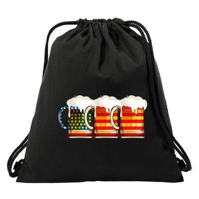 Three American Beer Drawstring Bag
