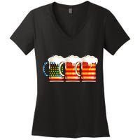 Three American Beer Women's V-Neck T-Shirt