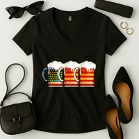 Three American Beer Women's V-Neck T-Shirt