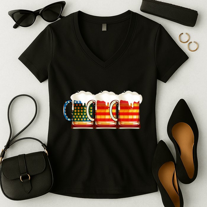 Three American Beer Women's V-Neck T-Shirt