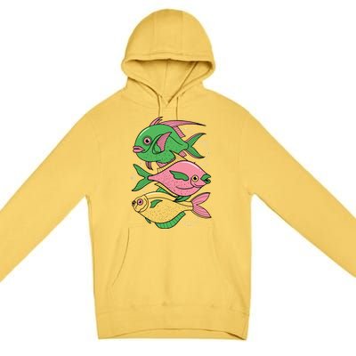 Three Colorful Fishes Premium Pullover Hoodie