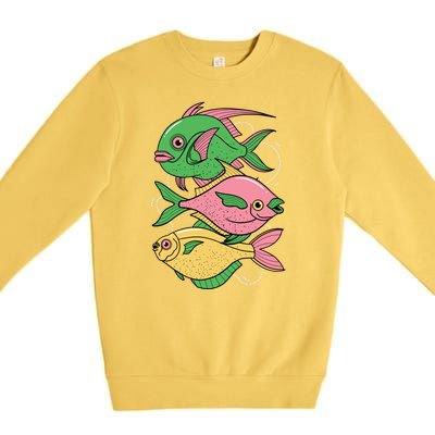 Three Colorful Fishes Premium Crewneck Sweatshirt