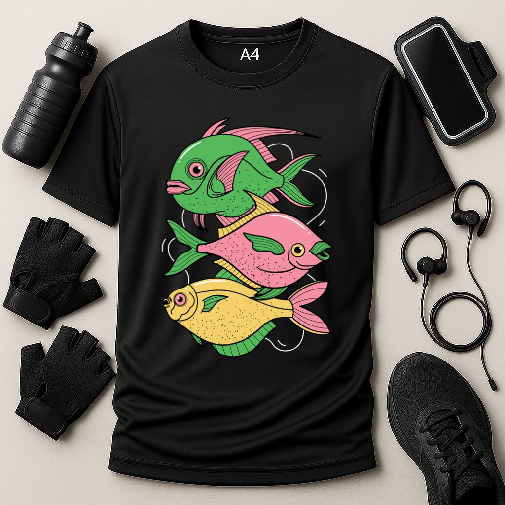 Three Colorful Fishes Performance Shirt