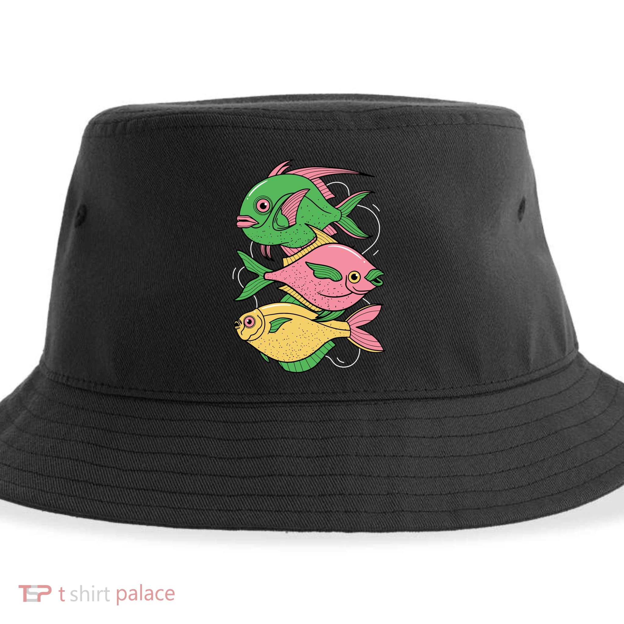 Three Colorful Fishes Sustainable Bucket Hat