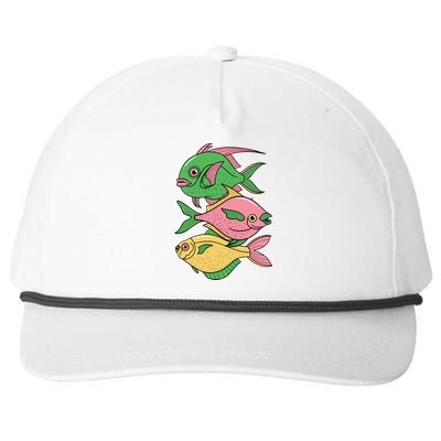 Three Colorful Fishes Snapback Five-Panel Rope Hat