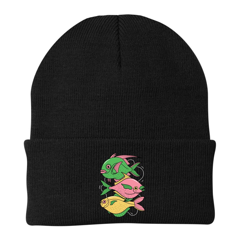 Three Colorful Fishes Beanie