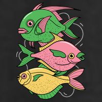 Three Colorful Fishes Beanie