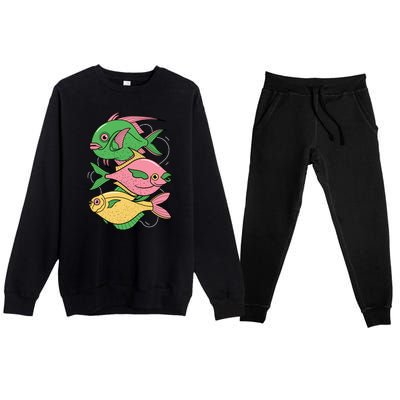 Three Colorful Fishes Premium Crewneck Sweatsuit Set