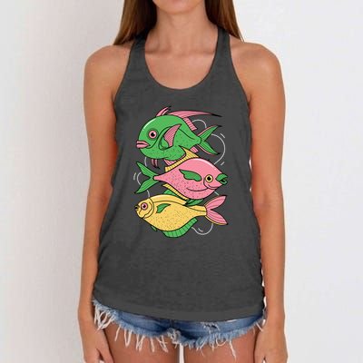 Three Colorful Fishes Women's Knotted Racerback Tank