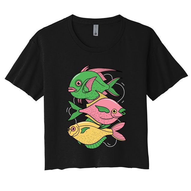 Three Colorful Fishes Women's Crop Top Tee